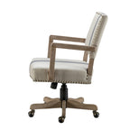 Silla de trabajo giratoria de altura ajustable con respaldo medio y ribete de tachuelas
