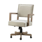 Silla de trabajo giratoria de altura ajustable con respaldo medio y ribete de tachuelas