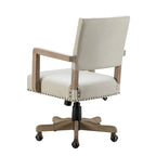 Silla de trabajo giratoria de altura ajustable con respaldo medio y ribete de tachuelas