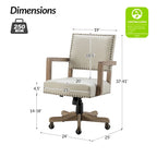 Silla de trabajo giratoria de altura ajustable con respaldo medio y ribete de tachuelas