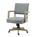 Silla de trabajo giratoria de altura ajustable con respaldo medio y ribete de tachuelas