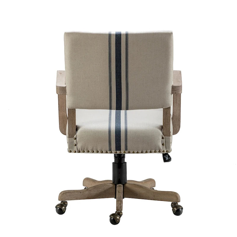 Silla de trabajo giratoria de altura ajustable con respaldo medio y ribete de tachuelas