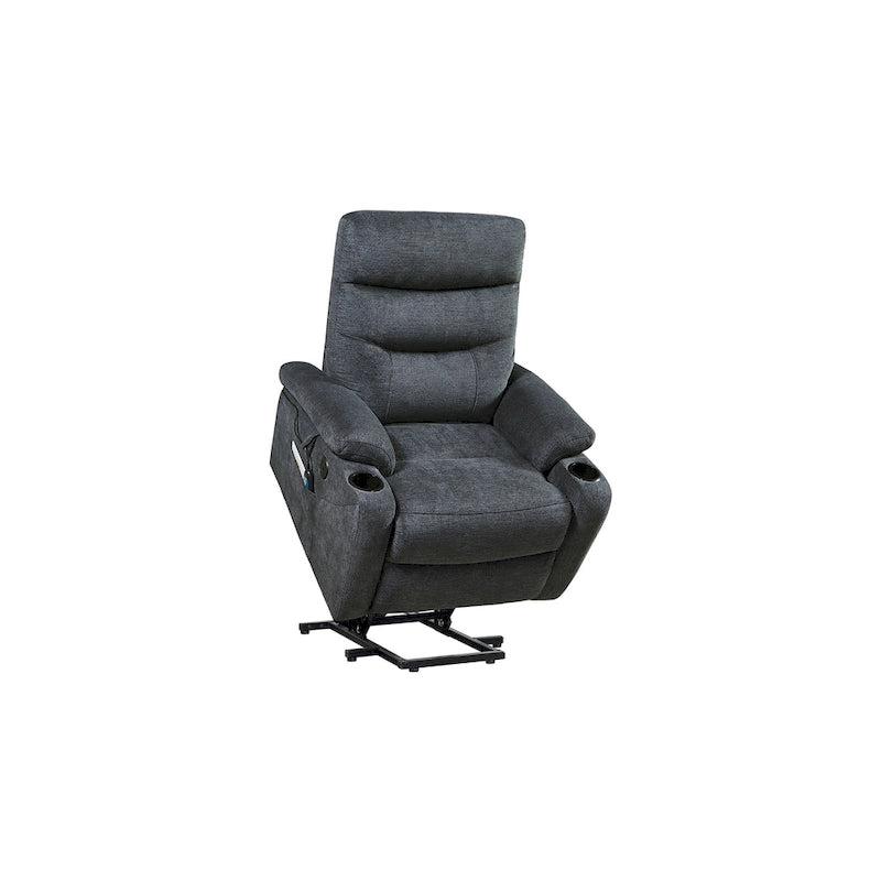 Sillón Reclinable Eléctrico con Elevador, Masaje y Calor – 3 Posiciones, Bolsillos Laterales, Portavasos, Carga USB