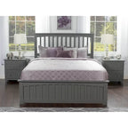 Cama Queen con Plataforma, Cabecero y 2 Cajones de Almacenamiento en Gris