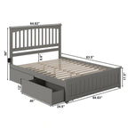 Cama Queen con Plataforma, Cabecero y 2 Cajones de Almacenamiento en Gris