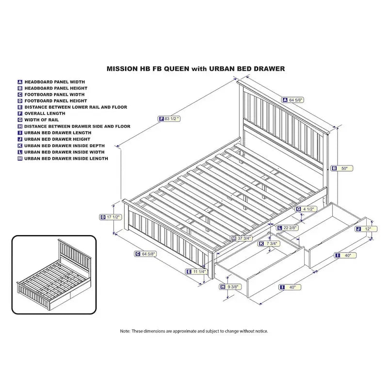 Cama Queen con Plataforma, Cabecero y 2 Cajones de Almacenamiento en Gris