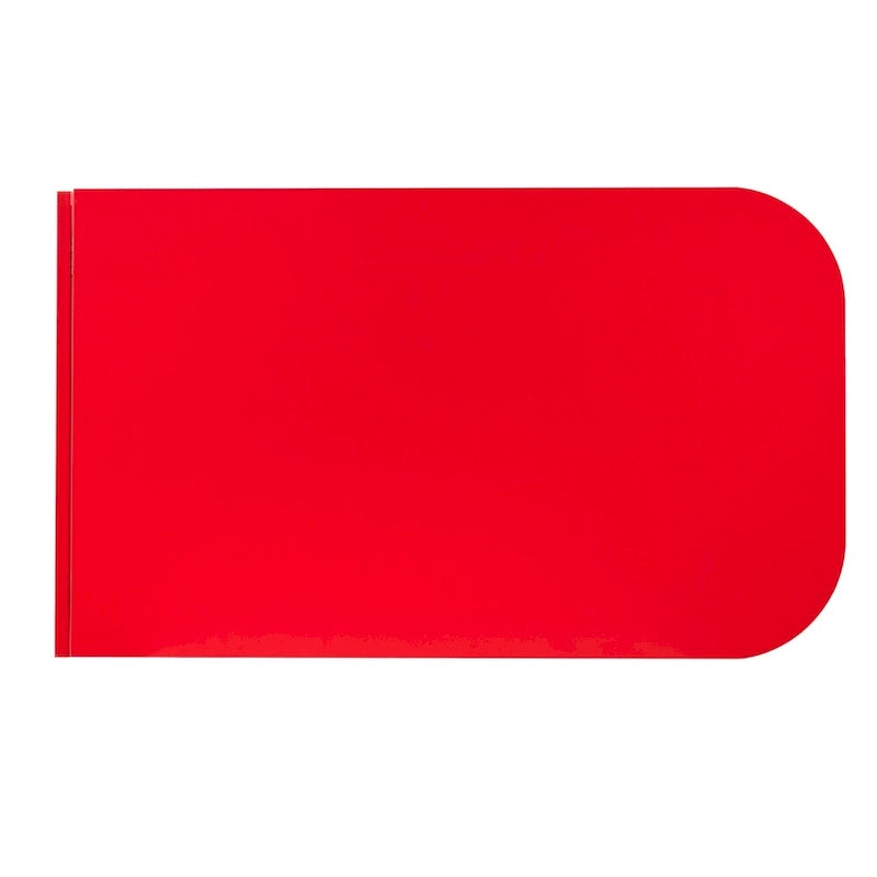Mesa de costura plegable con ruedas color rojo rústico y estantes laterales