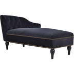 58" Chaise lounge de terciopelo con botones y orientación derecha