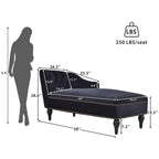 58" Chaise lounge de terciopelo con botones y orientación derecha