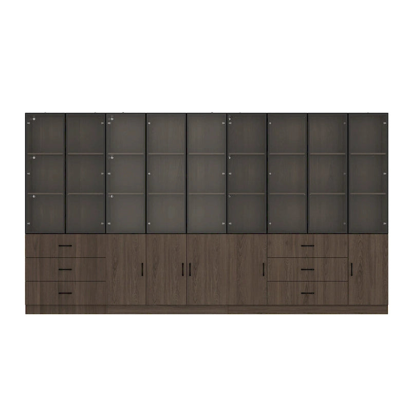 Armario modular de aleación de aluminio con vetas de madera e iluminación LED