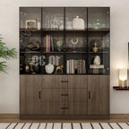 Armario modular de aleación de aluminio con vetas de madera e iluminación LED