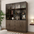 Armario modular de aleación de aluminio con vetas de madera e iluminación LED