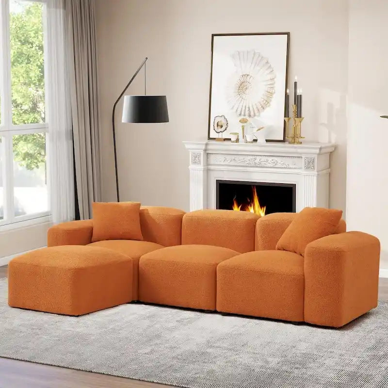Sofá seccional modular en forma de L con chaise longue, 3 plazas