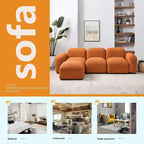 Sofá seccional modular en forma de L con chaise longue, 3 plazas