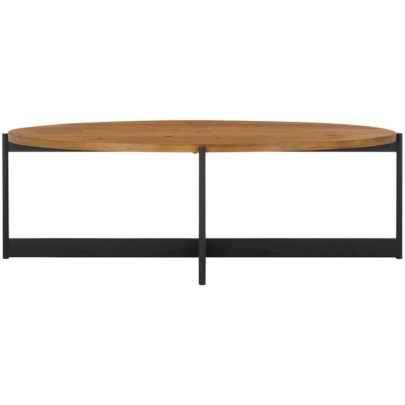 Mesa de centro ovalada con tablero de madera de abeto y base de metal - 48.8"An. x 25.2"Prof. x 16"Al.