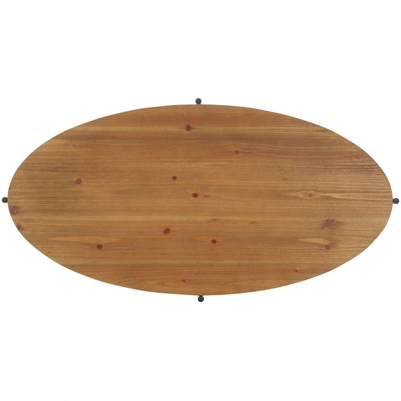 Mesa de centro ovalada con tablero de madera de abeto y base de metal - 48.8"An. x 25.2"Prof. x 16"Al.