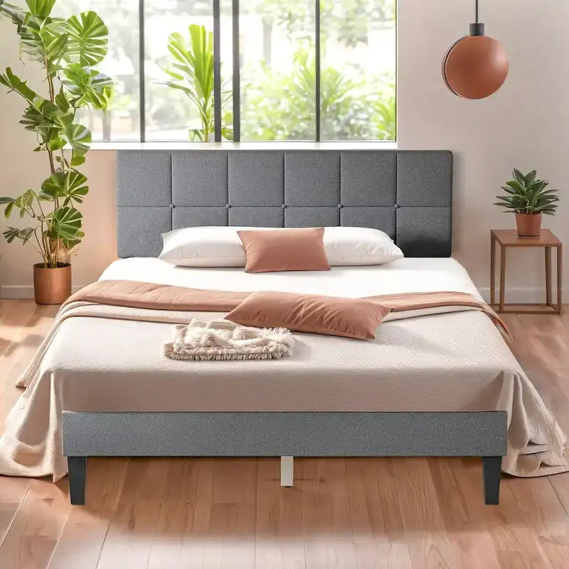 Base de cama tapizada con cabecero – Individual/Matrimonial/Queen