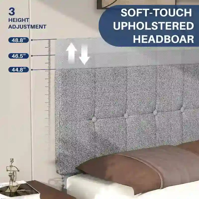 Base de cama tapizada con cabecero – Individual/Matrimonial/Queen