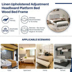 Base de cama tapizada con cabecero – Individual/Matrimonial/Queen