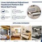 Base de cama tapizada con cabecero – Individual/Matrimonial/Queen