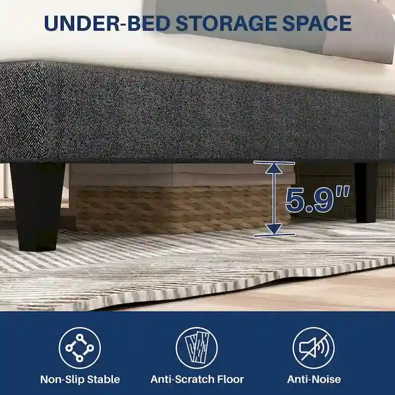 Base de cama tapizada con cabecero – Individual/Matrimonial/Queen