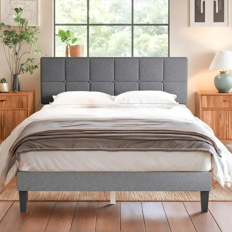 Base de cama tapizada con cabecero – Individual/Matrimonial/Queen