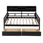 Cama nido doble con cajones de almacenamiento y estante de noche