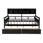 Cama nido doble con cajones de almacenamiento y estante de noche