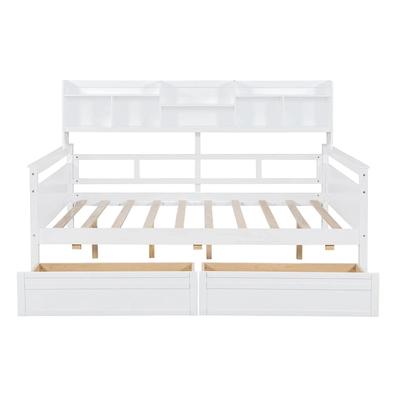 Cama nido doble con cajones de almacenamiento y estante de noche