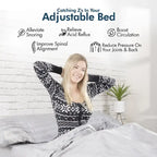 Base de cama ajustable con colchón híbrido de 12", masaje, puertos USB, luz debajo de la cama y control por aplicación