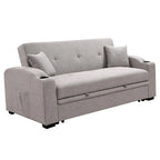 Sofá Cama con Respaldo Reclinable, Portavasos y Almohadas