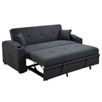 Sofá Cama con Respaldo Reclinable, Portavasos y Almohadas