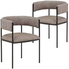 LeisureMod Upholstered Dining Chair Set of 2 with Open-Back Design, Powder-Coated Iron Frame, Cyril Collection for Dining Room, Kitchen, Bistro, Cafe