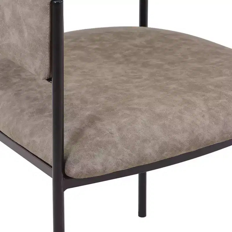 LeisureMod Juego de 2 sillas de comedor tapizadas con diseño de respaldo abierto, estructura de hierro con recubrimiento en polvo, Colección Cyril para comedor, cocina, bistró, cafetería