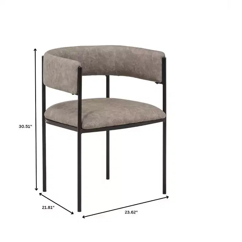 LeisureMod Juego de 2 sillas de comedor tapizadas con diseño de respaldo abierto, estructura de hierro con recubrimiento en polvo, Colección Cyril para comedor, cocina, bistró, cafetería