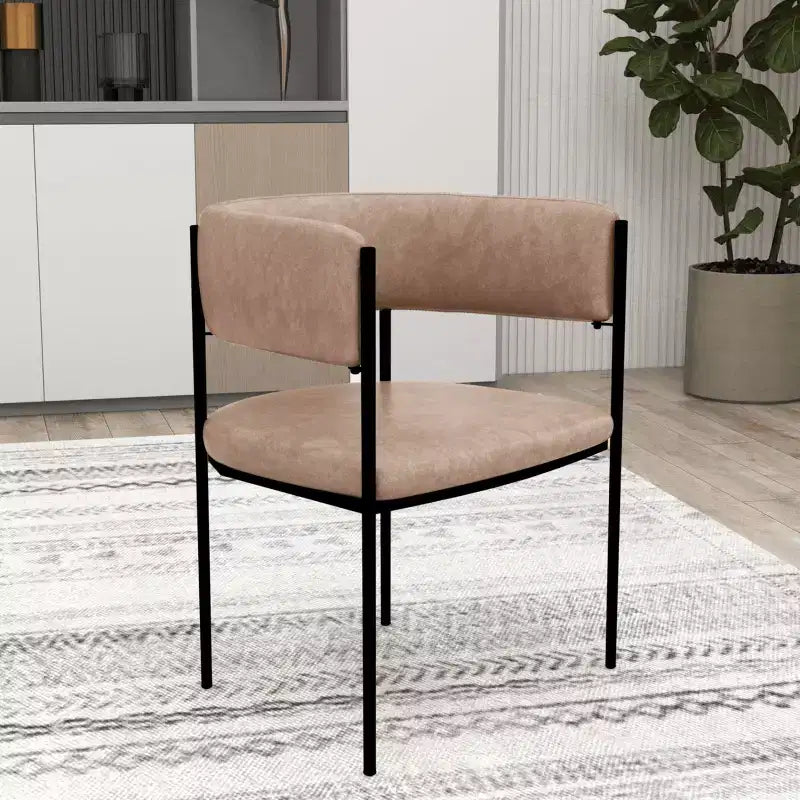 LeisureMod Juego de 2 sillas de comedor tapizadas con diseño de respaldo abierto, estructura de hierro con recubrimiento en polvo, Colección Cyril para comedor, cocina, bistró, cafetería