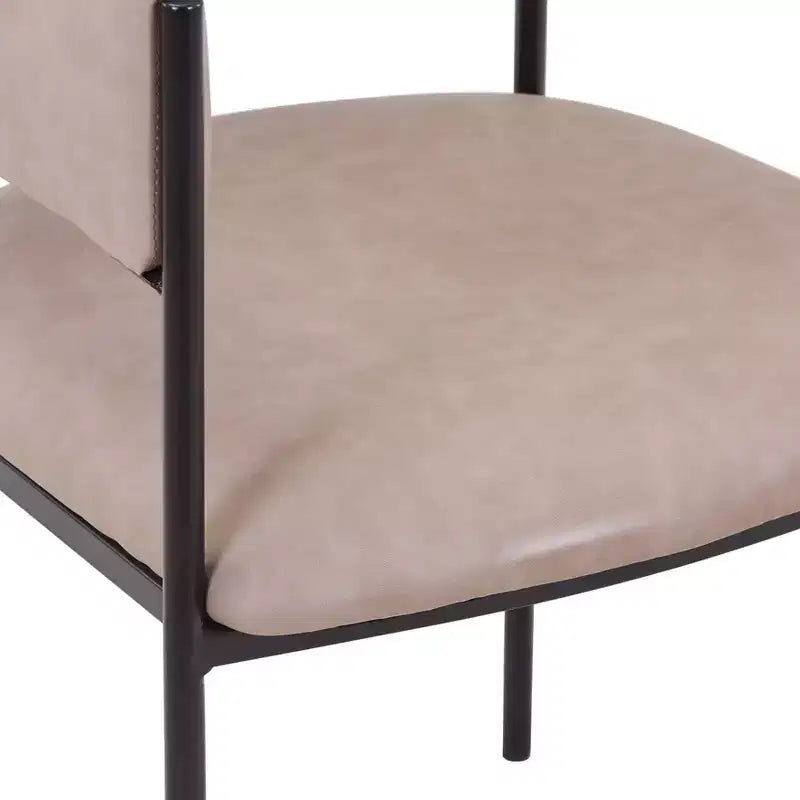 LeisureMod Juego de 2 sillas de comedor tapizadas con diseño de respaldo abierto, estructura de hierro con recubrimiento en polvo, Colección Cyril para comedor, cocina, bistró, cafetería