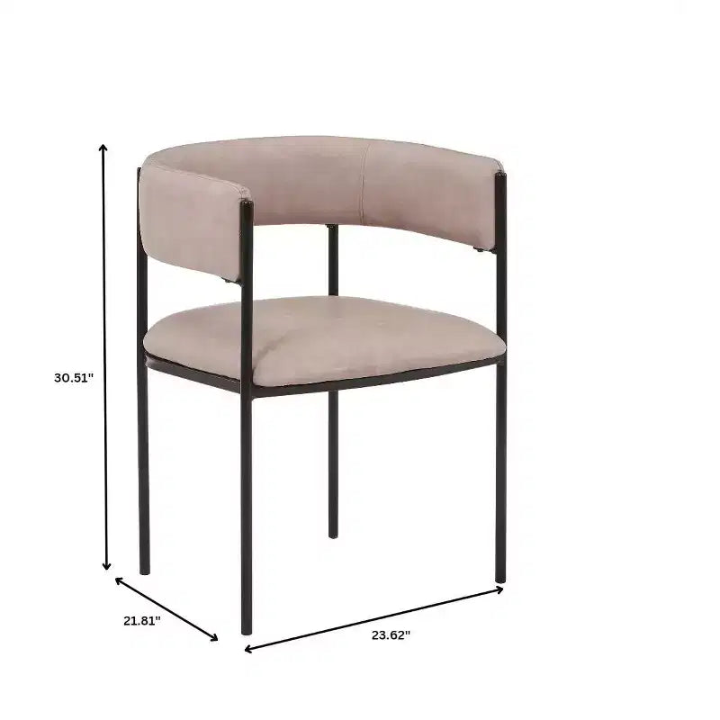 LeisureMod Juego de 2 sillas de comedor tapizadas con diseño de respaldo abierto, estructura de hierro con recubrimiento en polvo, Colección Cyril para comedor, cocina, bistró, cafetería