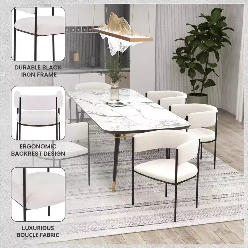 LeisureMod Juego de 2 sillas de comedor tapizadas con diseño de respaldo abierto, estructura de hierro con recubrimiento en polvo, Colección Cyril para comedor, cocina, bistró, cafetería