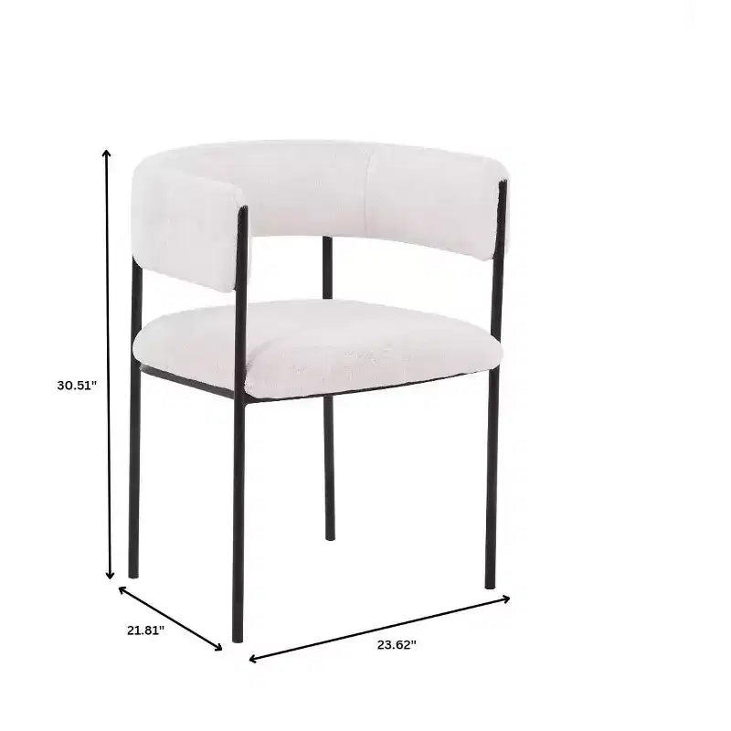 LeisureMod Juego de 2 sillas de comedor tapizadas con diseño de respaldo abierto, estructura de hierro con recubrimiento en polvo, Colección Cyril para comedor, cocina, bistró, cafetería