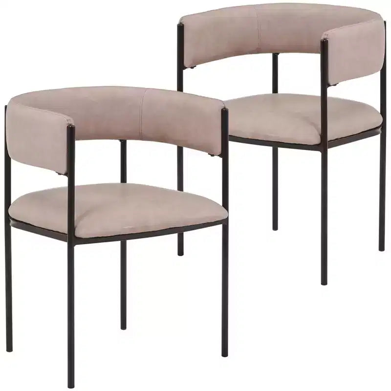 LeisureMod Juego de 2 sillas de comedor tapizadas con diseño de respaldo abierto, estructura de hierro con recubrimiento en polvo, Colección Cyril para comedor, cocina, bistró, cafetería