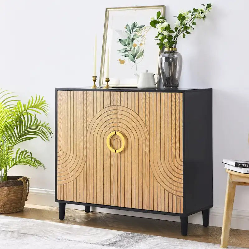 Mueble de Almacenamiento Independiente con 2 Puertas y Estantes Ajustables