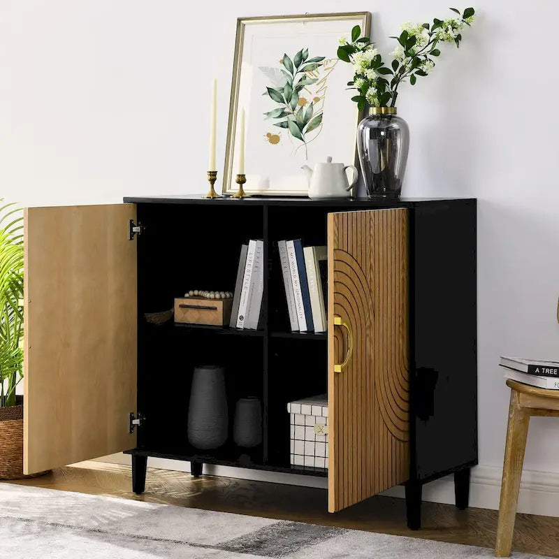 Mueble de Almacenamiento Independiente con 2 Puertas y Estantes Ajustables