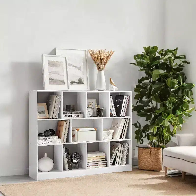 Cube Bookcase, Freestanding Storage Unit with 11 Open Compartments
