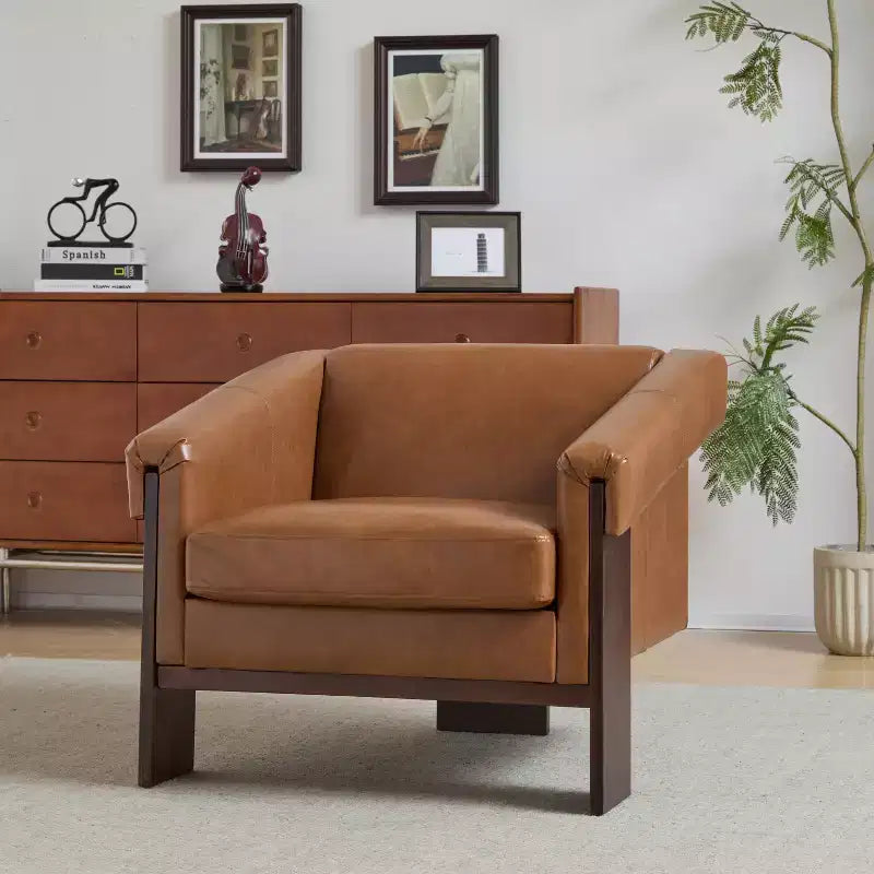 Christopher Knight Home Logan Silla decorativa tapizada de madera moderna de mediados de siglo