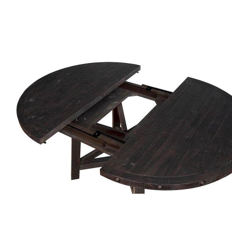 Mesa de comedor extensible redonda de pino macizo