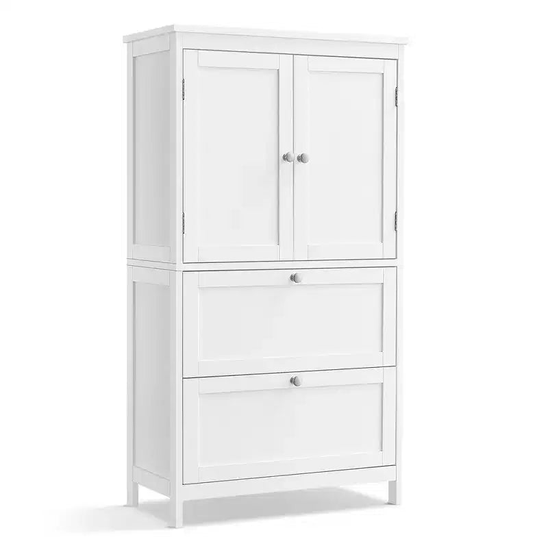 VASAGLE Armario de suelo para baño, Mueble de almacenamiento de baño, Armario independiente con 2 cajones y 2 puertas