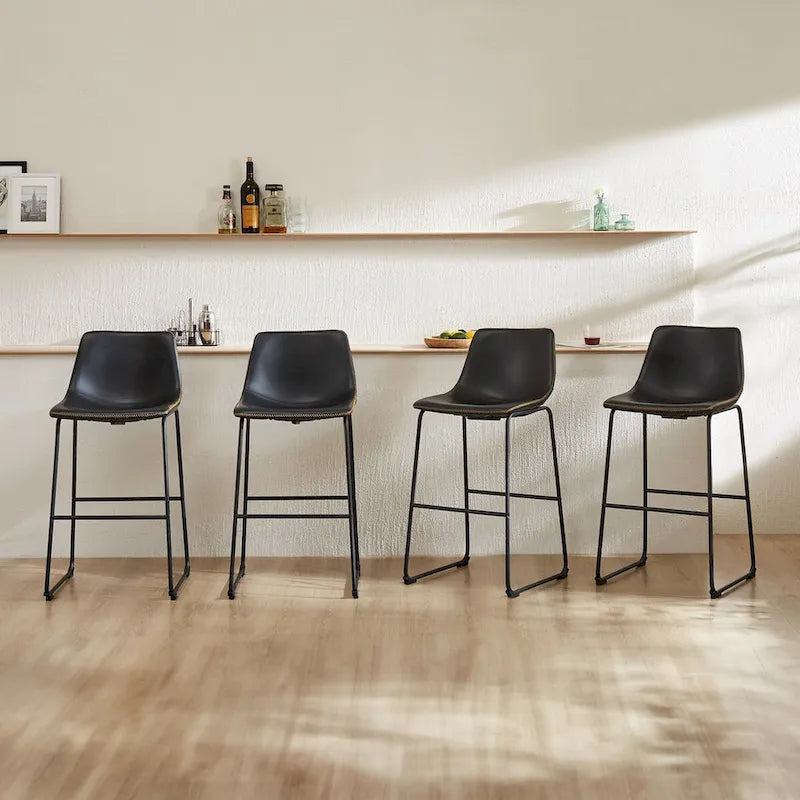 Juego de 2 taburetes de bar de altura de mostrador con asiento de piel sintética