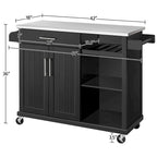 Carro de isla de cocina rodante con cubierta de acero inoxidable