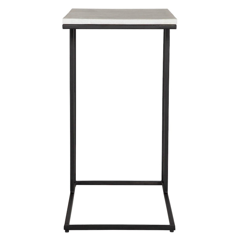 Mesa auxiliar de metal negro y mármol blanco